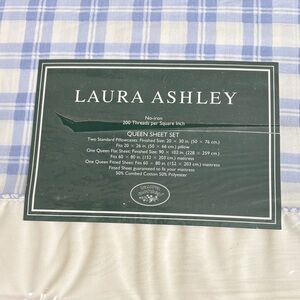 Laura Ashley Home Plaid Blue and White Sheet Set Quartet Print